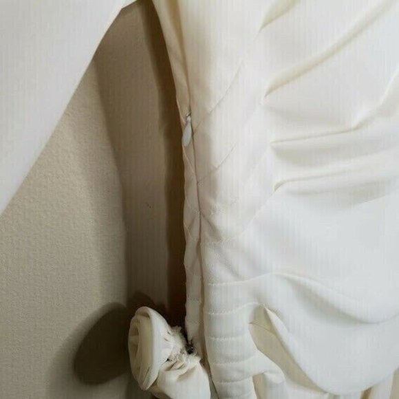 In The Mood Womens Chiffon Dress Size 10 Vintage Lace Collar Rosettes Off White - Picture 5 of 10